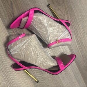 Nine West Hot Pink Stiletto Sandals - Women's High Heel Dress Shoes